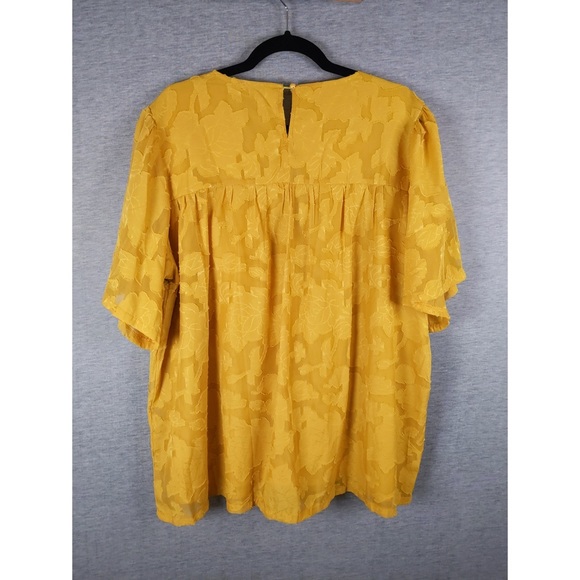 🎄 3/$35 3x 👯♀️Host Pick⚡️Floral Lace Babydoll Top- Mustard Yellow - Picture 5 of 8